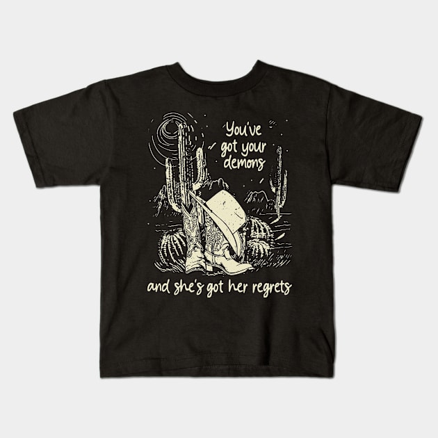 You've Got Your Demons, And She's Got Her Regrets Cactus Deserts Kids T-Shirt by KatelynnCold Brew